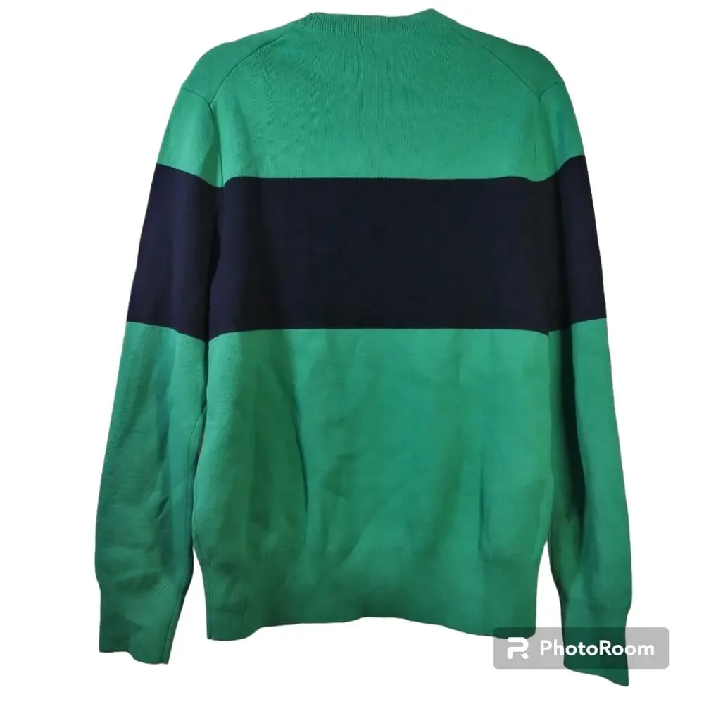 Banana Republic Men's Coolmax Green Stripe Pull Over Sweater Size L